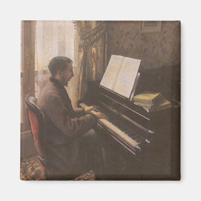 Imã Jovem Tocando Piano por Gustave Caillebotte (Frente)