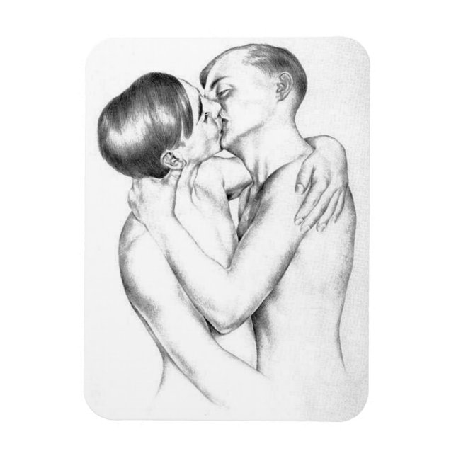 Ímã Jovens Homens Beijando (Vintage Gay Art) (Vertical)