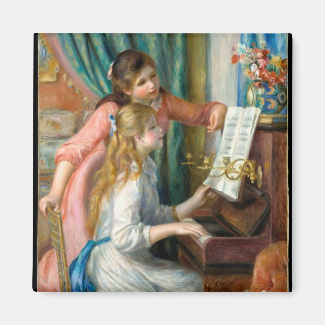 Imã Jovens meninas ao piano por Pierre-Auguste Renoir (Frente)