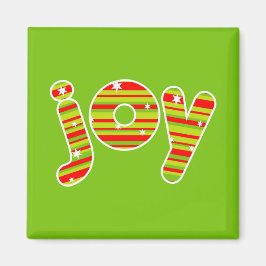 Imã JOY at Christmas, Red & Green Stripes