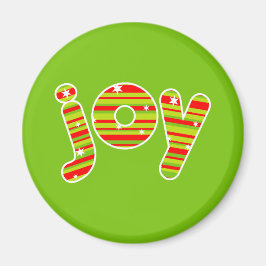 Imã JOY at Christmas, Red & Green Stripes