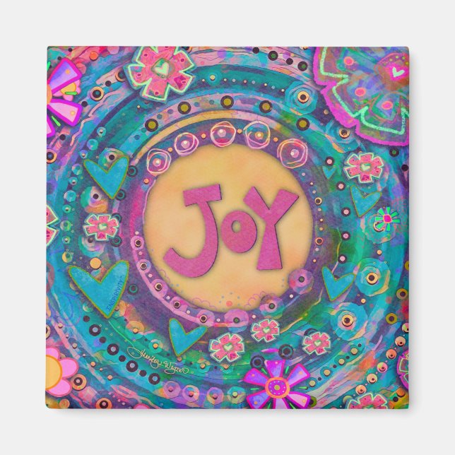 Imã Joy Bonito Pastel Floral Corações Inspiracionais (Frente)