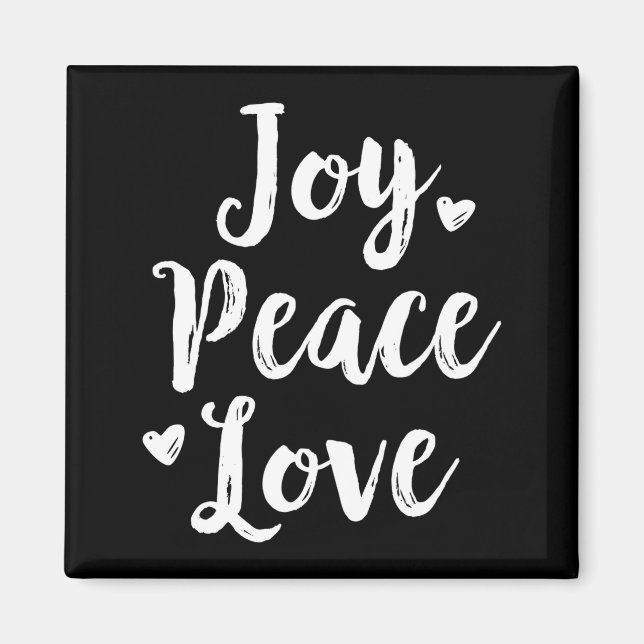 Imã Joy Peace Love Red Brushed Script Womens Holiday  (Frente)