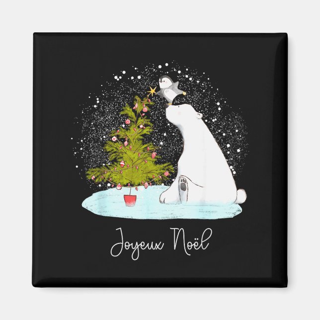 Imã Joyeux Noël - Cute Lar Bear Penguin Christmas  (Frente)