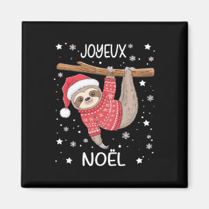 Imã Joyeux Noël Francês Sloth Hanging Feliz Natal