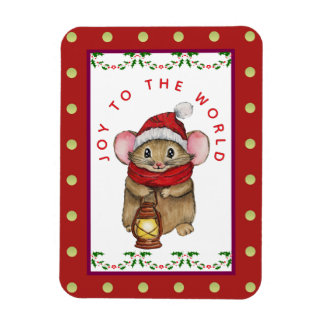 Ímã Joyful Christmas mouse greeting card