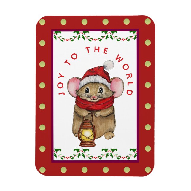 Ímã Joyful Christmas mouse greeting card (Vertical)