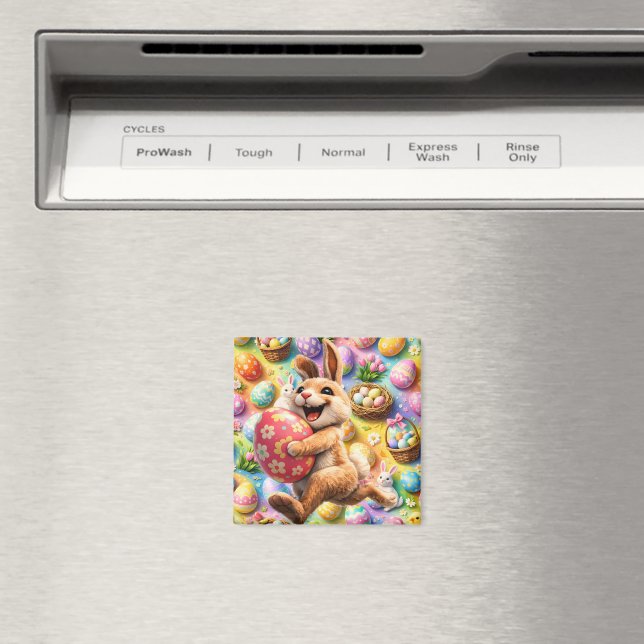 Imã Joyful Easter bunny and floral egg decorative mag (In Situ (Dishwasher))