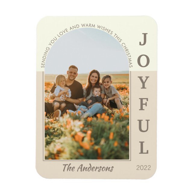 Ímã Joyful Modern Minimalist Boho Arch Photo Beige (Vertical)