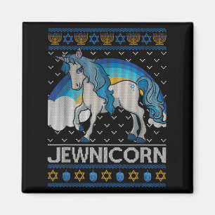 Imã Judeu engraçado Jewnicorn Unicórnio Menorá Feio