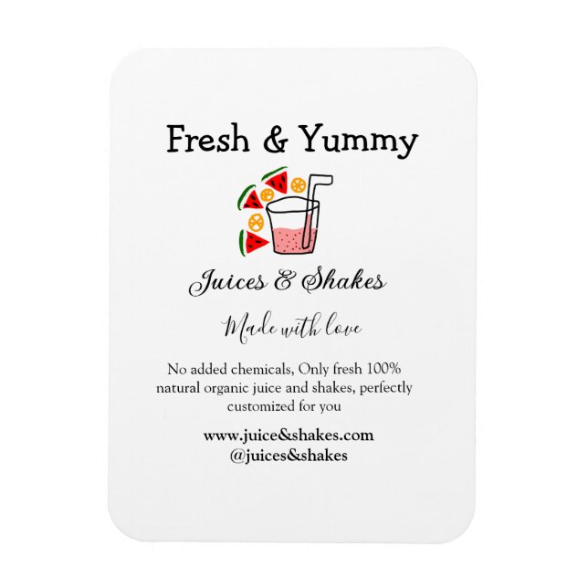 Ímã Juices e shakes website de negócios de restaurante (Vertical)