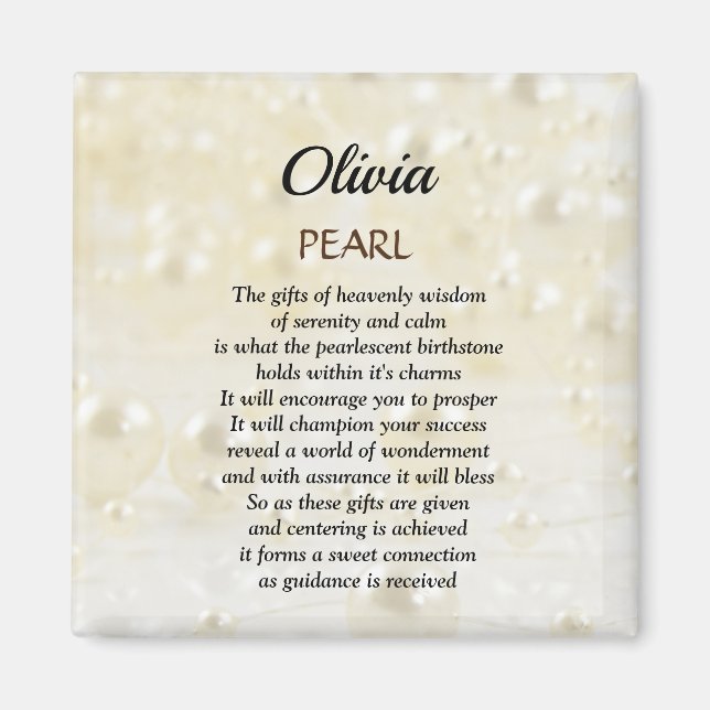 Imã June Birthstone Pearl design (Frente)