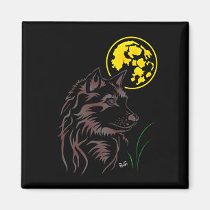Imã junger träumender Wolf Magnet