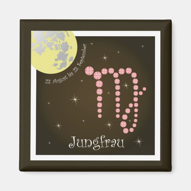 Imã Jungfrau 23. Agosto bis 23. Setembro Magnet (Frente)