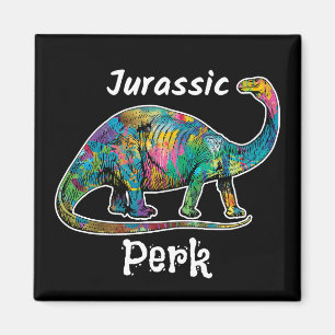 Imã Jurassic Perk Colorido Dinossauro Preto
