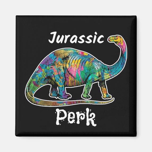 Imã Jurassic Perk Colorido Dinossauro Preto (Frente)