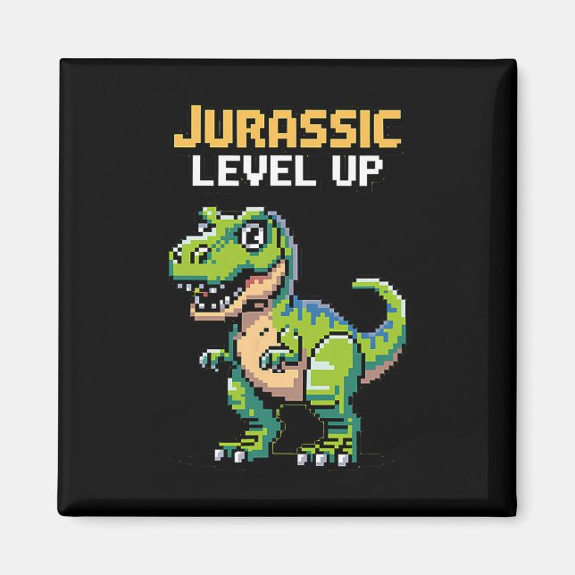 Imã Juric Level Up Pixel Dinossauro Retro Gamer  (Frente)