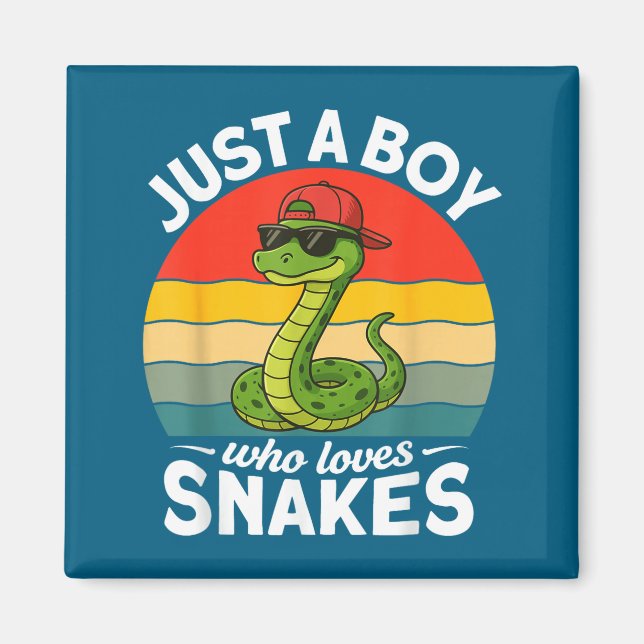 Imã Just A Boy Who Loves Snakes Funny Snake Reptile Ki (Frente)
