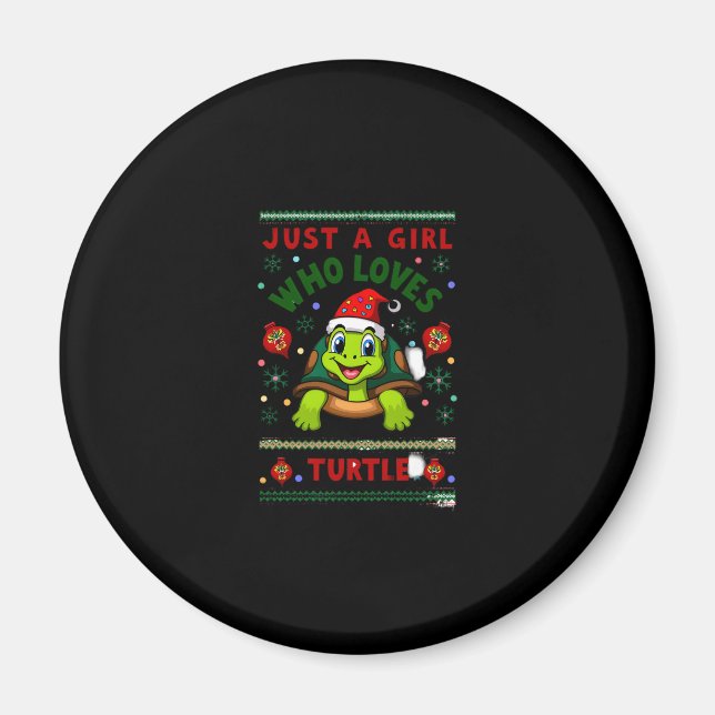 Imã Just A Girl Who Loves Turtle Matching Christmas Pa (Frente)