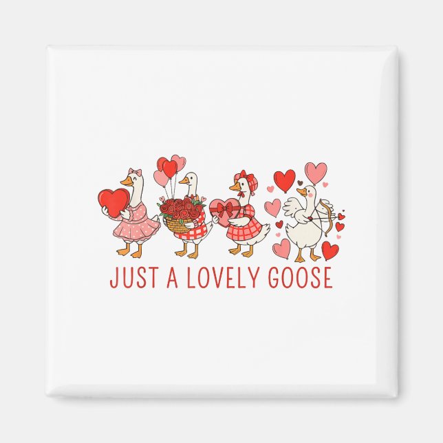 Imã Just A Lovely Goose Valentines Day Cute Heart Goos (Frente)
