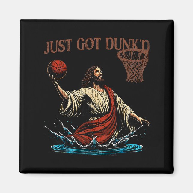 Imã Just Got Dunked Funny Baptism Jesus Christian Bask (Frente)