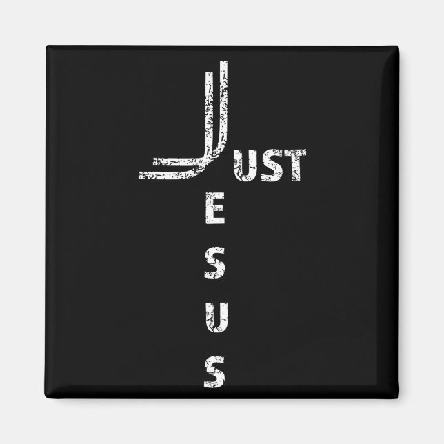 Imã Just Jesus Minimal Cross Back Design For Christian (Frente)