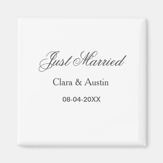 Imã Just Married add couple name date year wedding sim (Frente)