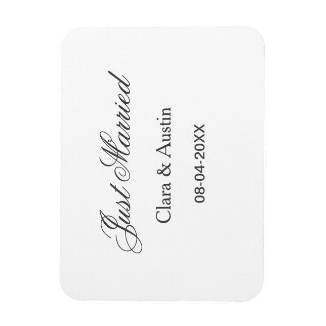 Ímã Just Married add couple name date year wedding sim (Vertical)