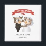 Imã Just Married Owl Wedding<br><div class="desc">Cute Just Married Owl Wedding Announcement Magnet
Perfect wedding favors for owl lovers</div>