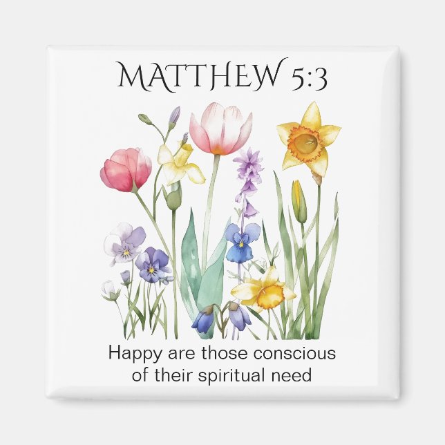 Imã JW 2026 Year Text with Watercolor Florals (Frente)