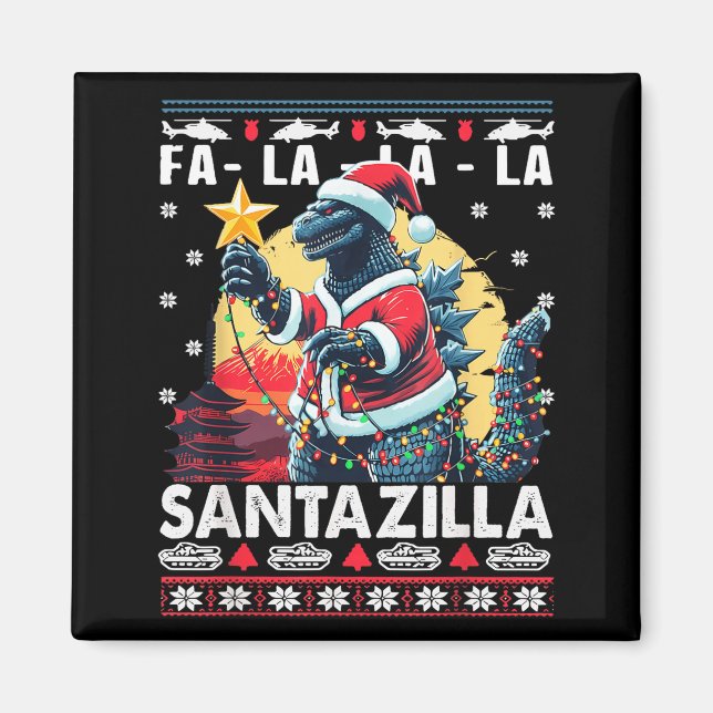 Imã Kaiju Christmas Santazilla Japanese Monster Dinosa (Frente)
