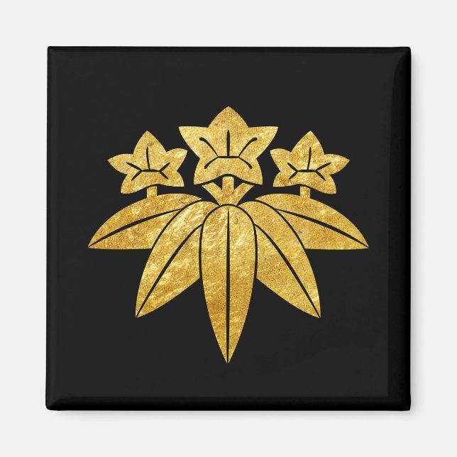 Imã Kamakura Minamoto Mon ouro falso japonês preto (Frente)