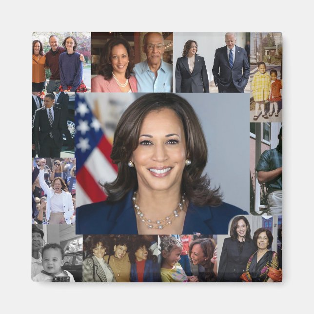 Imã Kamala Harris Collage Fotografia Magnet (Frente)