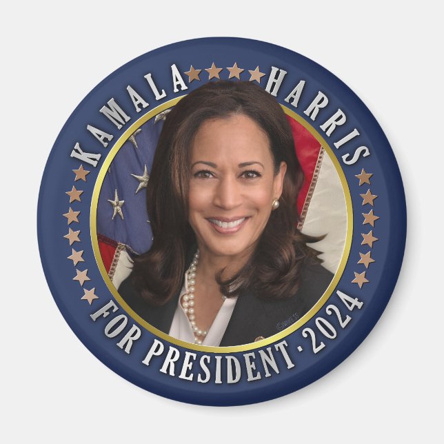 Imã Kamala Harris para Presidente 2024 Foto Democrata (Frente)