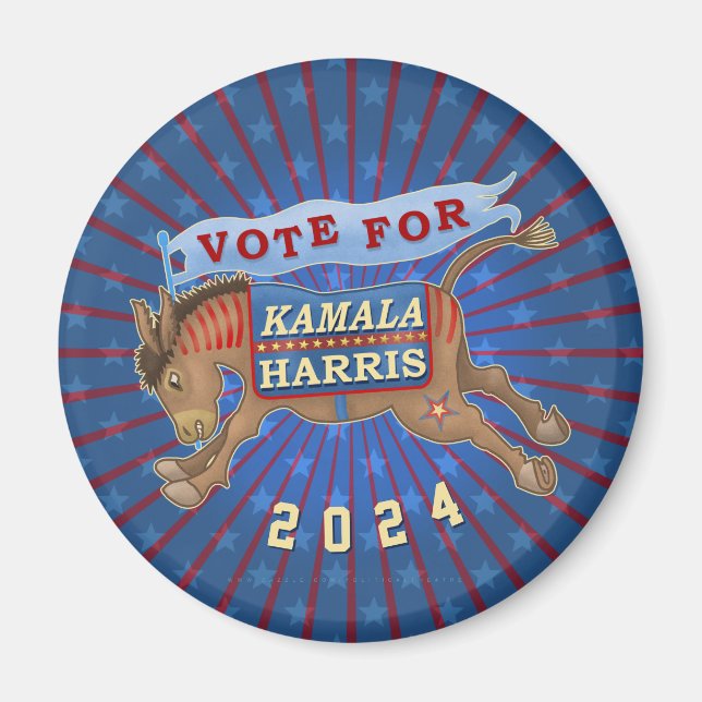 Imã Kamala Harris Presidente 2024 Democrata Donkey (Frente)