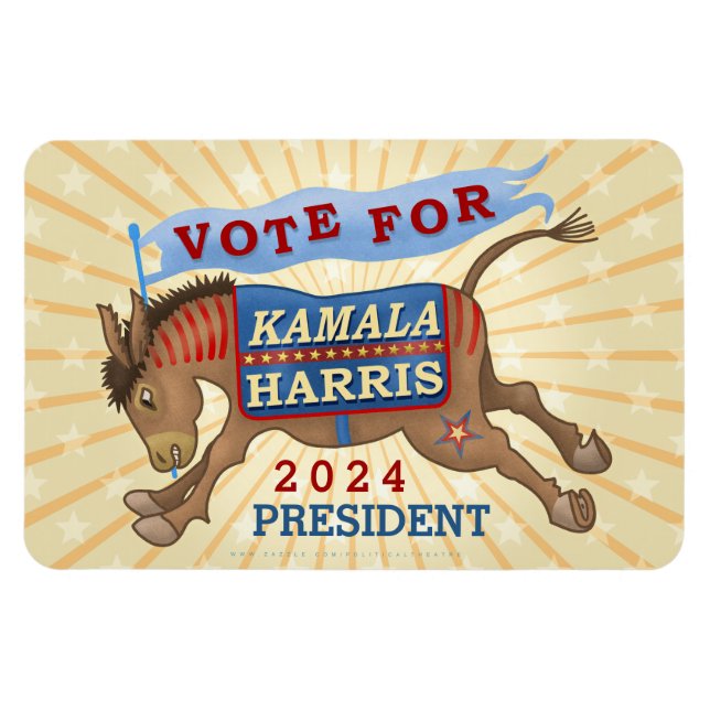 Ímã Kamala Harris Presidente 2024 Democrata Donkey (Horizontal)