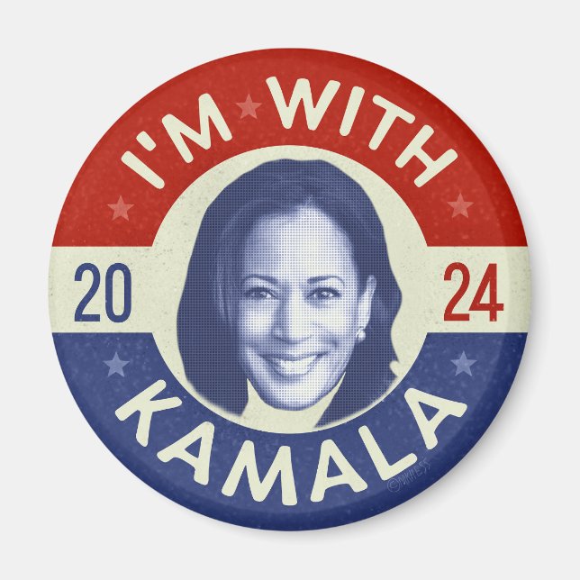 Imã Kamala Harris Presidente 2024 Foto Retro Democrata (Frente)