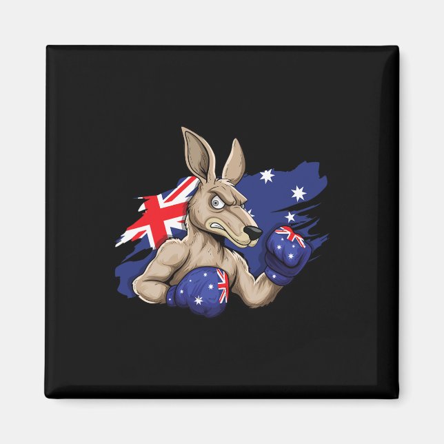 Imã Kangaroo Boxer Boxer Australian Flag Love Austral (Frente)
