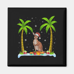Imã Kangaroo Santa Hat Palm Tree Beach Xmas Pajama