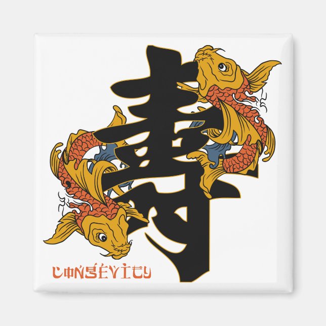 Imã Kanji Koi Fish Longevity (Frente)