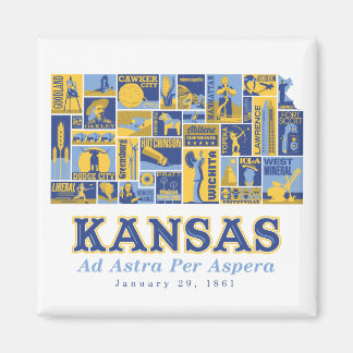 Imã Kansas - Ad Astra Per Aspera - Magnet Quadrado