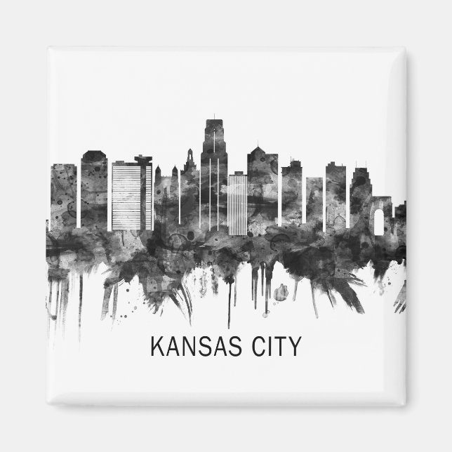 Imã Kansas City Missouri Skyline BW (Frente)