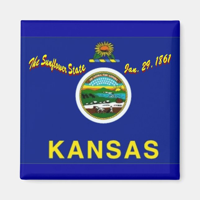 Imã Kansas Flag Magnet (Frente)