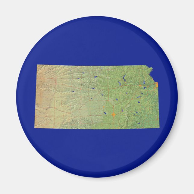 Imã Kansas Map Magnet (Frente)