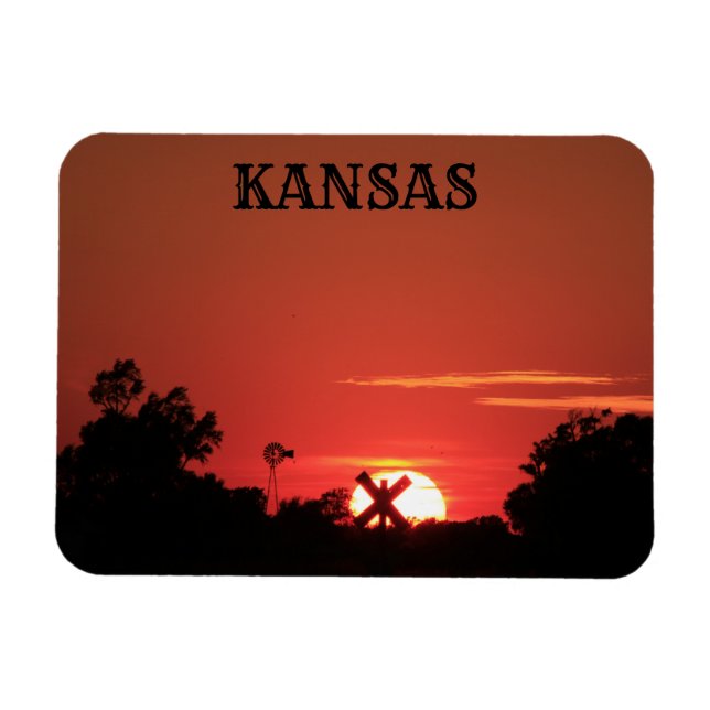 Ímã Kansas Red Sunset Windmill, Magnet (Horizontal)