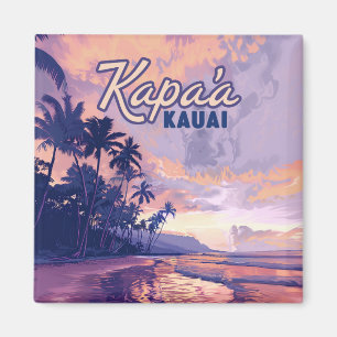 Imã Kapaa Kauai Hawaii Beach Sunset Palm Tree Retro