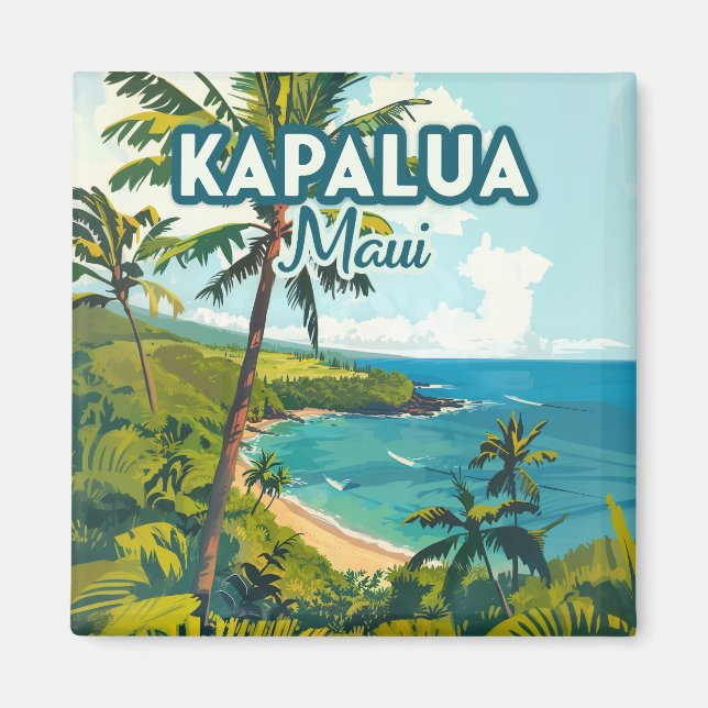 Imã Kapalua Maui Hawaii Bay Beach Vacer Retro (Frente)