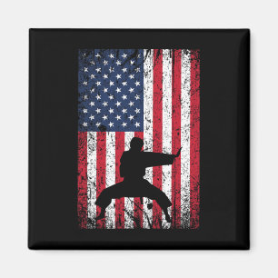 Imã Karate American Flag 4 De Julho Artes Marciais Par