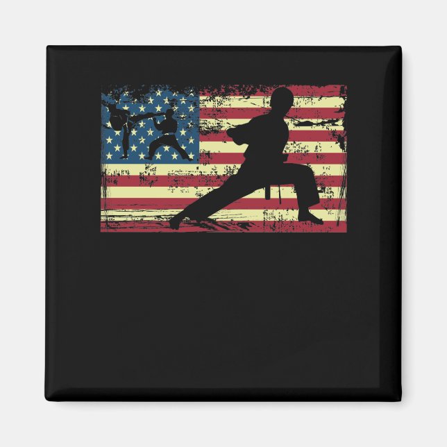 Imã Karate American Flag Artes Marciais (Frente)