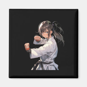 Imã Karate Anime Girl Taekwondo Combatendo Artes Marci